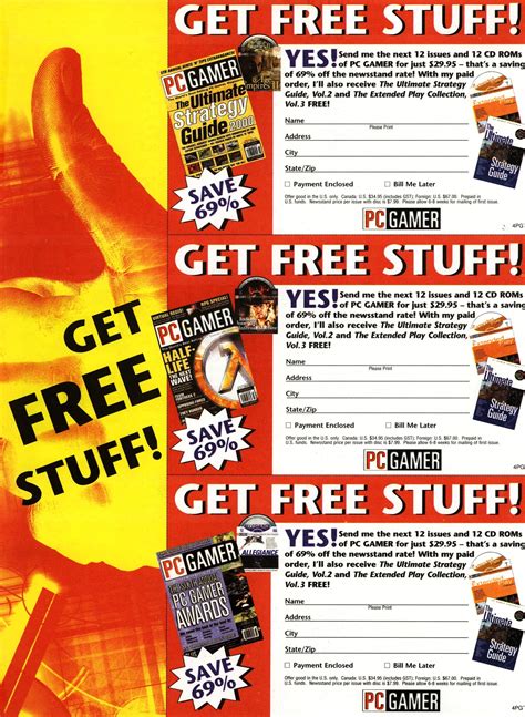 PC Gamer subscription cards (November, 2000) 01 - Gaming Magazine Ads - Retromags Community