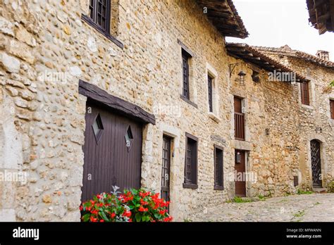 Architecture of Perouges, France, a medieval walled town, a popular ...