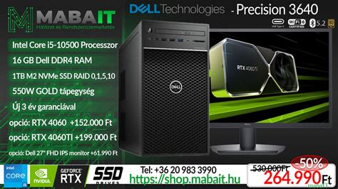 Dell Precision 3640 Workstation Tervezői és Gamer PC - mabaIT shop