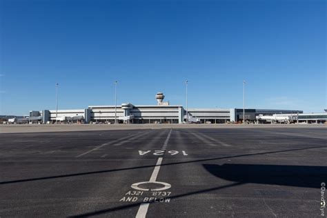 Terminal 1 International and control tower, Perth Airport – 3 June 2019. Viewed from Bay 162A ...