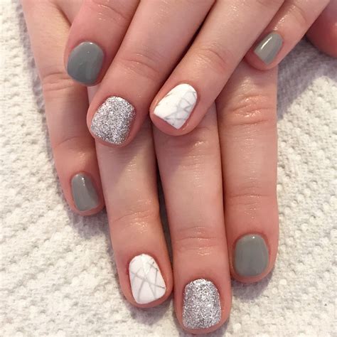 Grey nails. White nails. Glitter nails. Gel nails. Natural nails. Nail stamp. Light grey nails ...