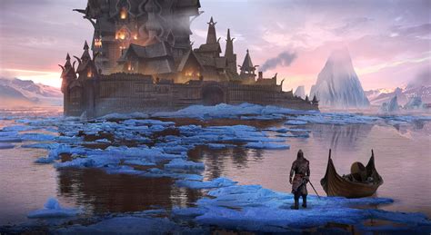 Fantasy Viking City HD wallpaper