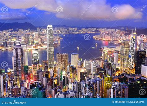 Hong Kong night view stock image. Image of hongkong, famous - 16629389