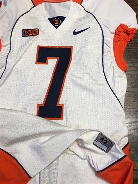 Game Worn Used Illinois Fighting Illini Football Jersey Nike #7 Size 42 ...