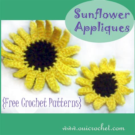 Oui Crochet: Sunflower Appliques {Free Crochet Pattern}