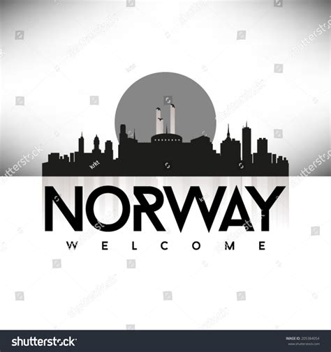 Norway Black Skyline Design Vector Illustration Stock Vector 205384054 ...