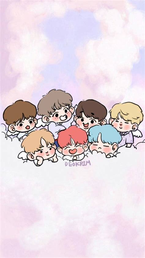 Download Bts Cartoon Angels Wallpaper | Wallpapers.com