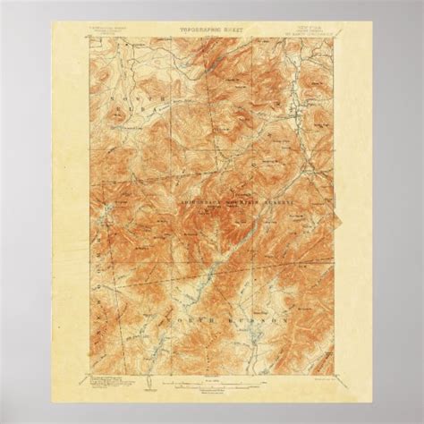 Vintage Topographical Mount Marcy New York Map Poster | Zazzle.com