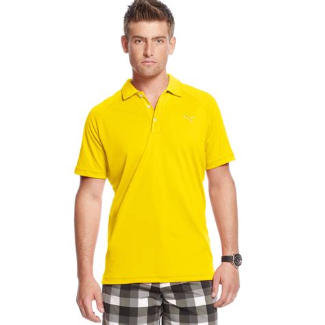 Lyst - Puma Raglan Tech Performance Golf Polo Shirt in Yellow for Men