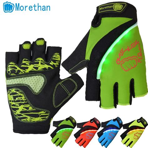 2018 led light cycling gloves breathable half finger mtb bicycle glove men pro racing outdoor ...