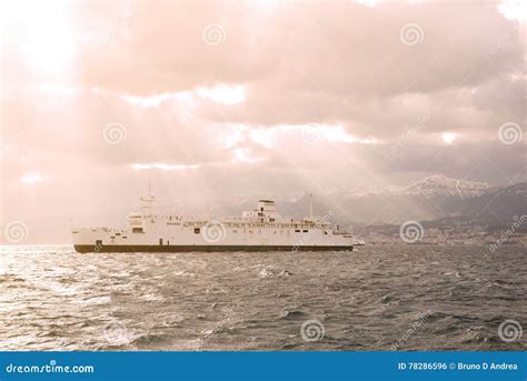 Ferry Boat in Messina Strait Stock Photo - Image of scilla, nature ...