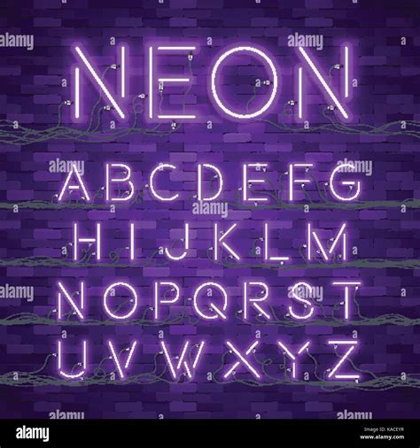 Realistic neon alphabet. Glowing font Stock Vector Image & Art - Alamy