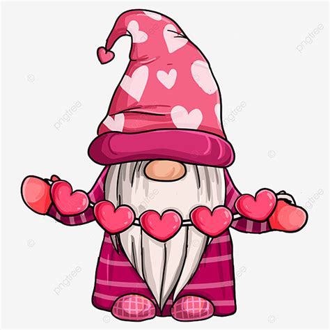 Valentine Gnomes PNG Image, Valentine Gnome With Pink Hearts, Valentine Gnome, Gnome, Valentine ...