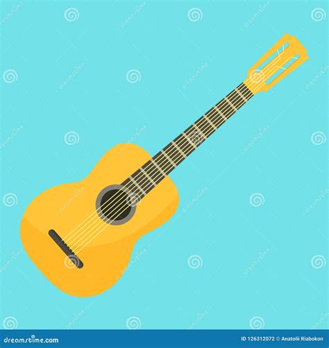 Acoustic Guitar Icon, Flat Style Stock Vector - Illustration of isolated, classic: 126312072