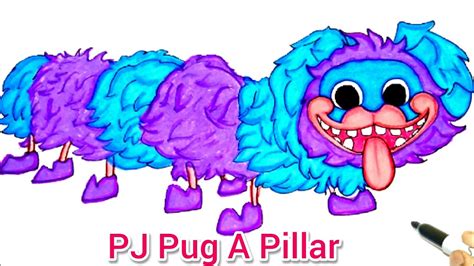 PJ Pug-A-Pillar Jumpscare | Poppy playtime | How To Draw + Colour a PJ Pug-A-Pillar