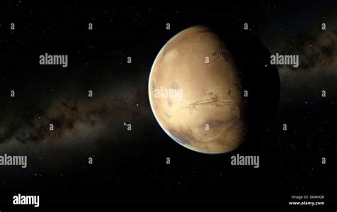 Mars and its Two Moons Stock Photo - Alamy