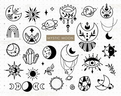 Mystic Moon SVG bundle, Celestial clipart set (1316518) | Illustrations | Design Bundles ...