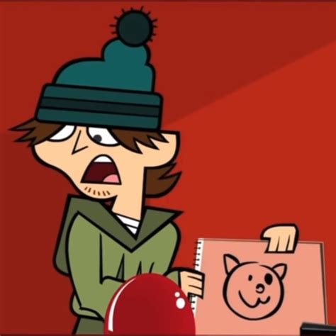 a cartoon character with an apple in front of him and a drawing of a pig