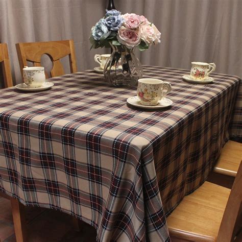 CURCYA American Country Style Plaid Tablecloth for Tea Table / English Style Coffee Plaids Table ...