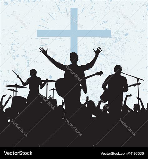 Silhouette of the worship group of god Royalty Free Vector