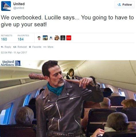 Hilarious TWD Negan Lucille And United Airlines Meme More> The Walking Dead Memes omgshots.com ...