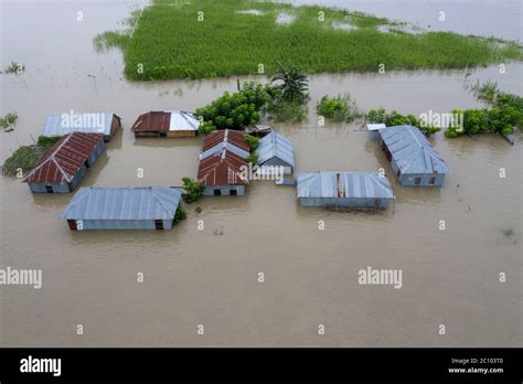 Aerial view of flood affected area Stock Photo - Alamy