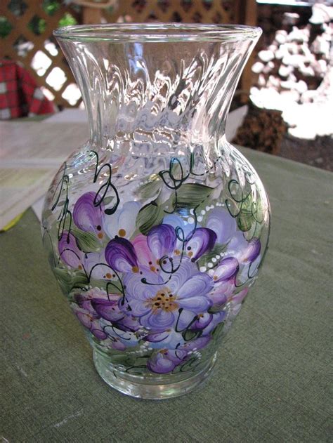 Hand painted glass vase by Pat | Craft Ideas | Pinterest | Painting glass jars, Painted glass ...