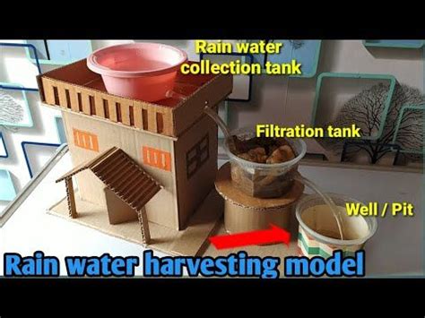 Rain water harvesting working model with beautiful house || School ...