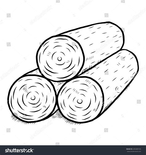 Wooden Log Cartoon Vector Illustration Black: เวกเตอร์สต็อก (ปลอดค่า ...