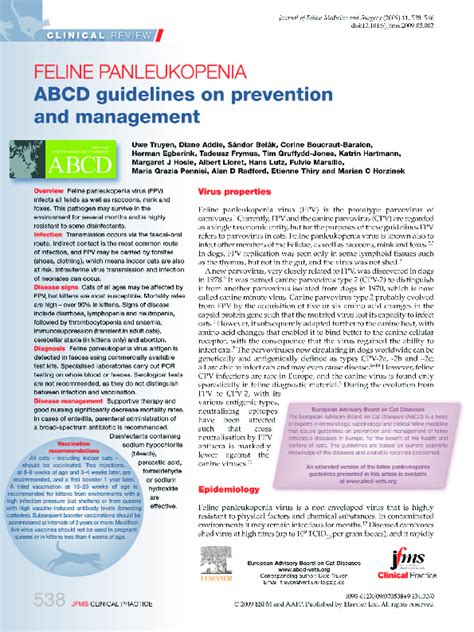 (PDF) Feline panleukopenia. ABCD guidelines on prevention and ...