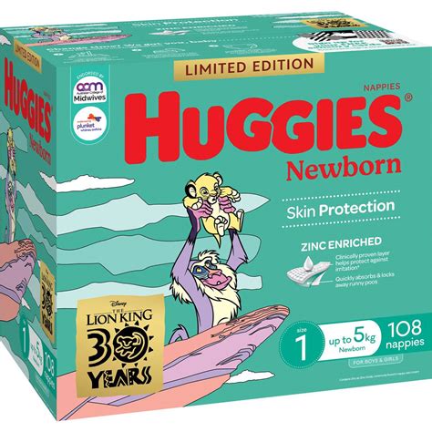 Huggies Newborn Nappies Size 1 (up To 5kg) 108 Pack | Woolworths