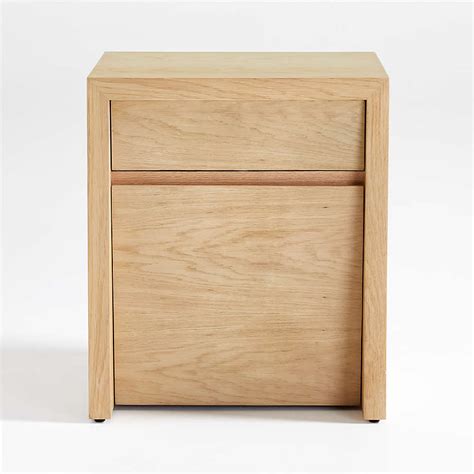 Vander Natural White Oak Wood Storage End Table | Crate & Barrel