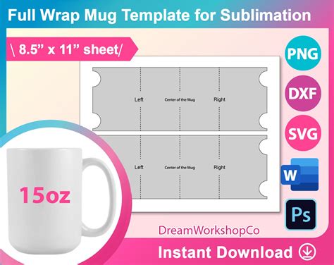 15 Oz Mug Template For Sublimation