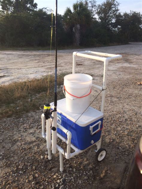 Fishing cart for 80 bucks! All 1" pvc pipe with a few screws to anchor ...