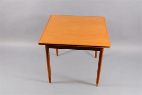 Mid-Century Square Teak Extendable Dining Table for sale at Pamono