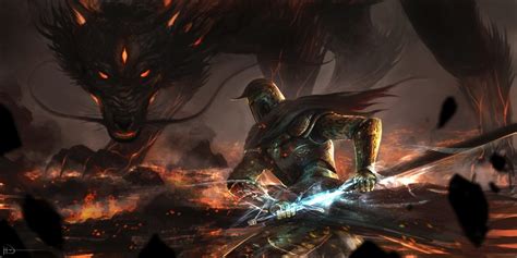 Knight fighting dragon wallpaper, fantasy art, dragon, knight HD ...