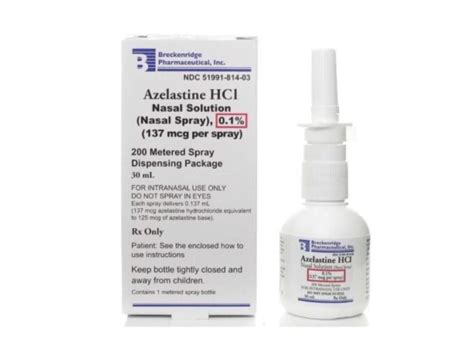 Azelastine HCI Nasal Solution (Nasal Spray), 0.1%, 137 mcg, 30 mL, Breckenridge Pharmaceuticals ...