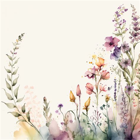 Watercolor Flower Border: Digital Download for Scrapbooking, Cards, and ...