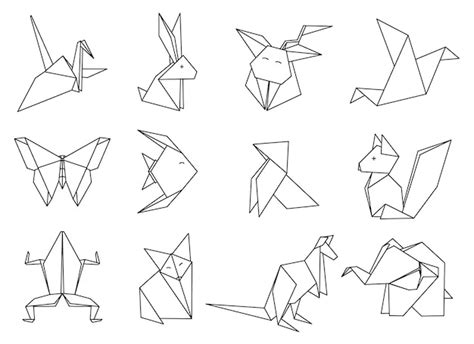 Premium Vector | Origami animals set.