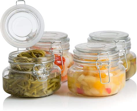 STYLONIC Air Tight Glass Storage Containers with Steel Clamp Lid and ...