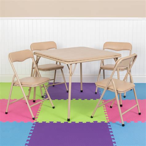 Flash Furniture Kids Colorful 5-piece Folding Table and Chair Set Tan - Walmart.com
