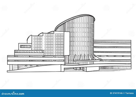 Architectural Sketch Of A Modern Abstract Architecture Cartoon Vector ...