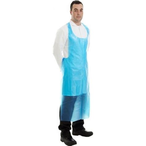 Blue Long Biodegradable Aprons , Plastic Waterproof Aprons Custom Logo