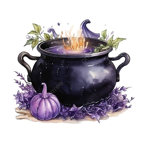 Cute Witch Cauldron Halloween Watercolor Clipart, Halloween Clipart, Cute Clipart, Witch Clipart ...