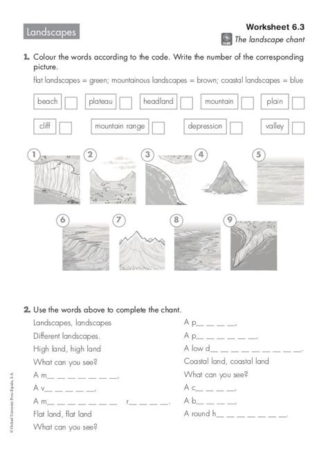 Landscapes worksheet 6.3