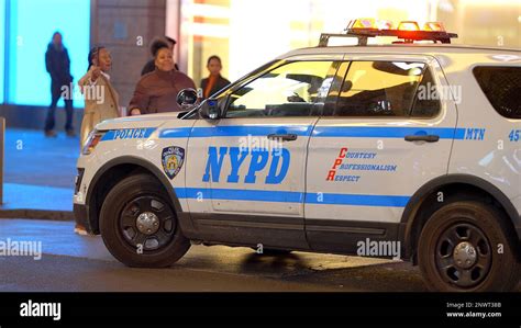 NYPD New York Police Car on duty - NEW YORK CITY, USA - FEBRUARY 14, 2023 Stock Photo - Alamy