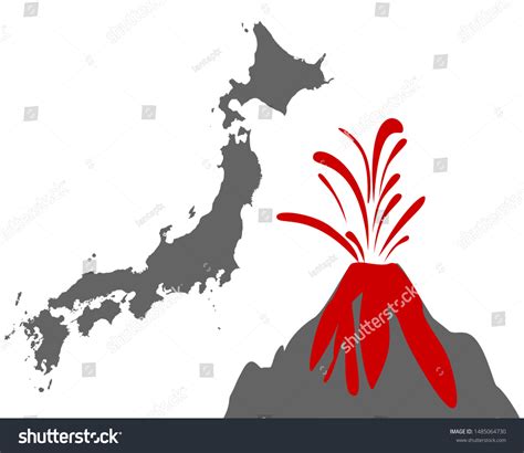 Map of Japan with volcano - Royalty Free Stock Vector 1485064730 ...