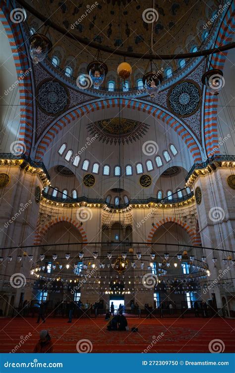 Suleymaniye Mosque. Interior of Suleymaniye Mosque in Vertical View ...