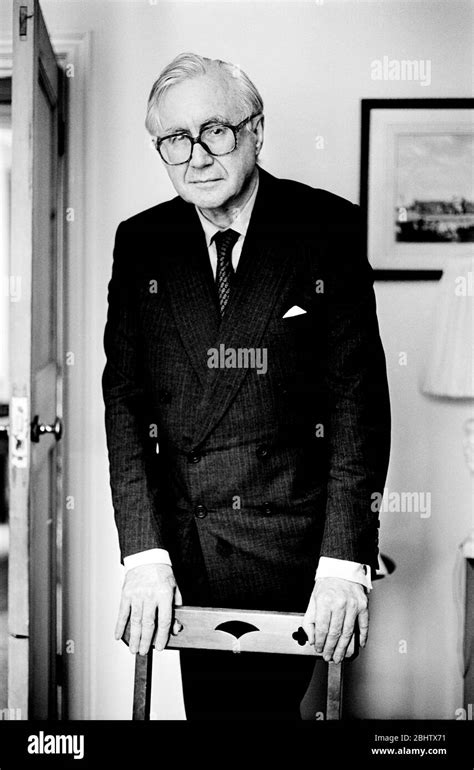 William Rees-Mogg, Baron Rees-Mogg at home in London in the early 1990s Stock Photo - Alamy