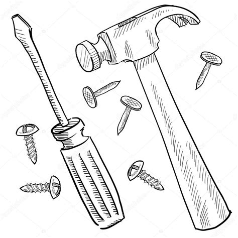 Hammer and screwdriver sketch — Stock Vector © lhfgraphics #14134688